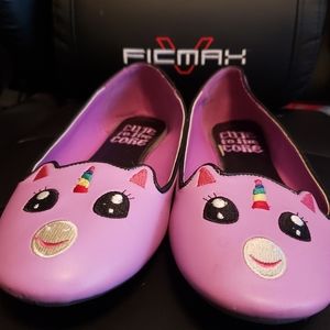 YRU Lavender Unicorn Face Flats – Size 10 – Cute Kawaii Pastel Shoes